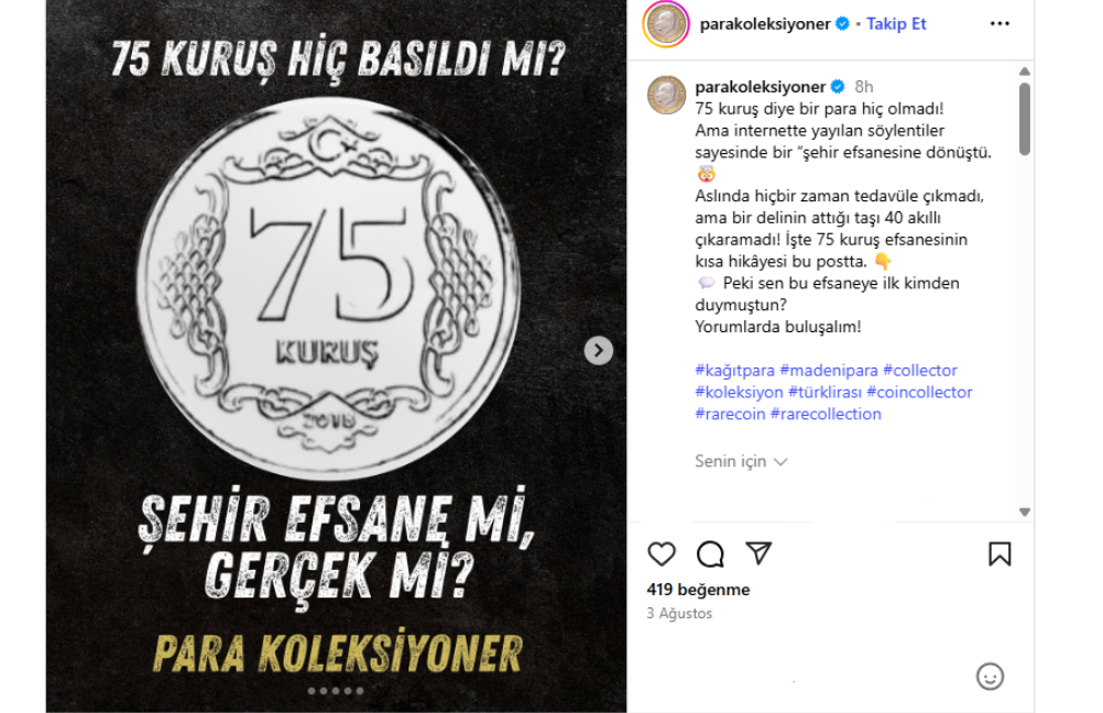 75 kuruş diye bir para hiç olmadı