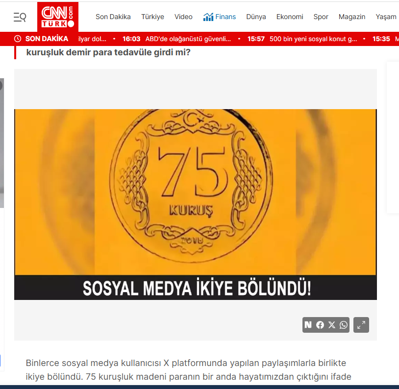 75 kuruş madeni para gerçek mi? Sosyal medya demir para 75 kuruş üzerinden ikiye bölündü