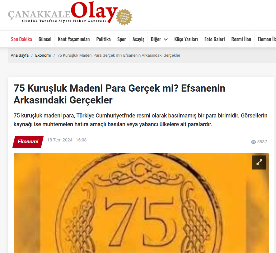 75 Kuruşluk Madeni Para Gerçek mi? Efsanenin Arkasındaki Gerçekler