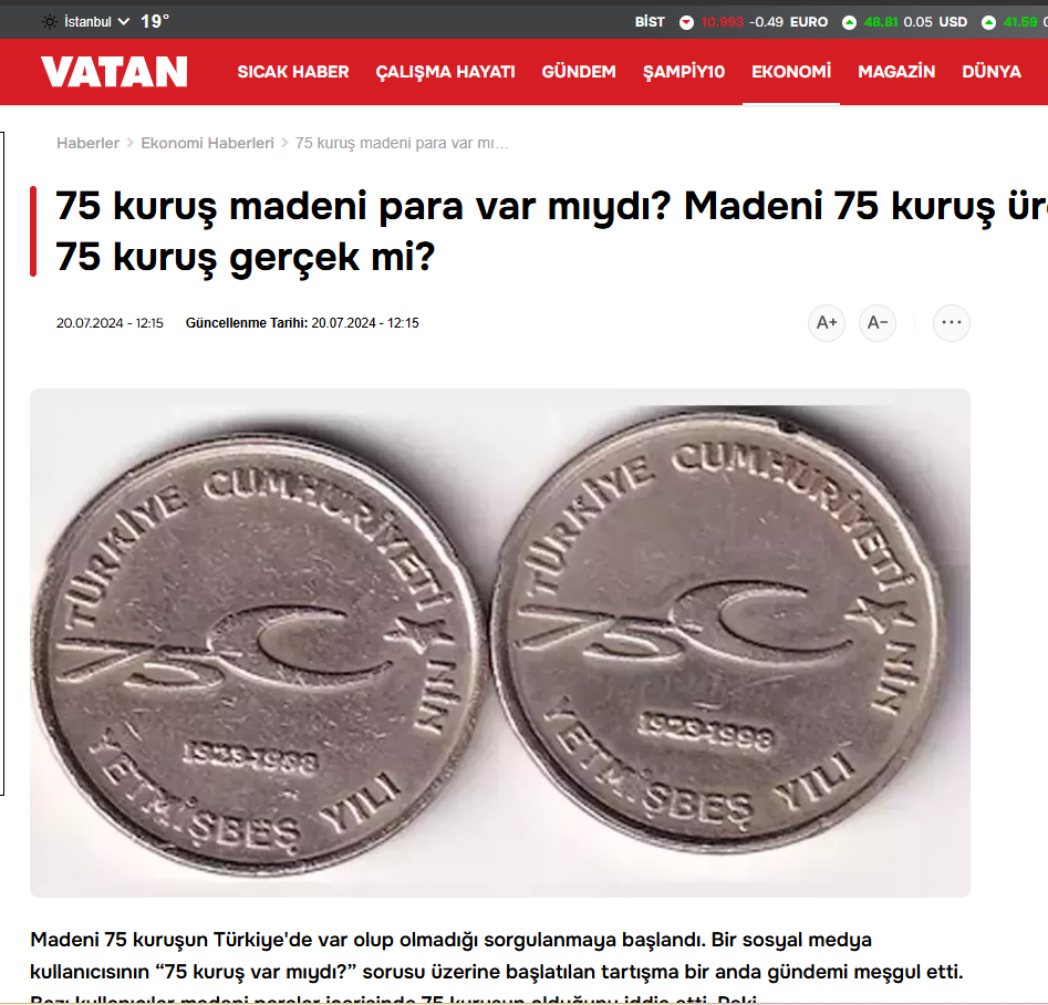 75 kuruş madeni para var mıydı? Madeni 75 kuruş üretildi mi, 75 kuruş gerçek mi?
